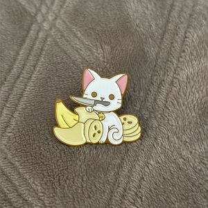 Fruit Cat with Knife Enamel Pin - Banana 🍌